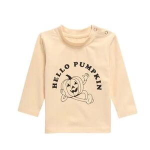 NWT- TINY TRIBE Hello Pumpkin Long Sleeve Cotton Graphic T-Shirt, 3-6 mos